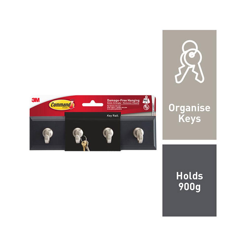 thumbnail image 2 of Command Key Rails, Total 2 Key Racks With 12 Command Strips, 2 Pack Of 1 Rail, 4 2 of 13