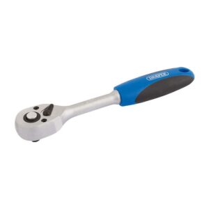 Draper 1/4 Inch Square Drive 72 Tooth Reversible Soft Grip Ratchet – Blue