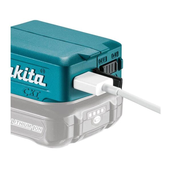 Makita 12V Max Li-ion CXT USB Adaptor Compact Cordless Power Source - Blue - Image 3
