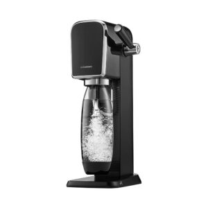 SodaStream Art Sparkling Water Maker Machine And 1 Litre Reusable Water Bottle With 60 Litre Quick Connect CO2 Gas Cylinder – Black