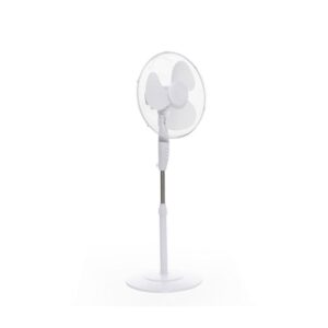 Daewoo 16 Inch Oscillating Pedestal Fan With 3 Speed Settings Adjustable Height Timer – White