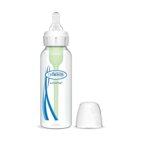 Dr Brown Natural Flow Options+ Anti-Colic Baby Feeding Bottle With Level 1 Teat Narrow Neck 250ml - 1 Pack - Image 2