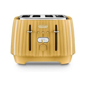 Delonghi Ballerina 4 Slice Toaster With 5 Browning Settings 1800W – Gold Yellow