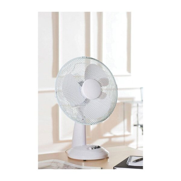 Daewoo 12 Inch Desk Fan Oscillating Table Fan With 3 Speed Settings 60W - White - Image 4