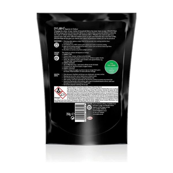 Dylon Wash & Dye Fabric Dye 350g For Clothes And Soft Furnishings - Intense Black - Image 2
