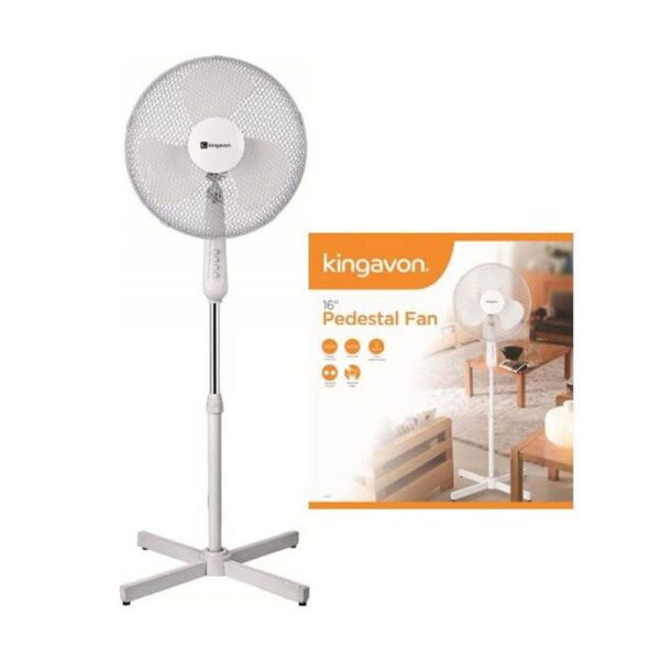 16 Inch Pedestal Fan With 3 Speed Setting Quite Oscillation 50W Home, Garage, Office, Fan for any room - White - Image 2