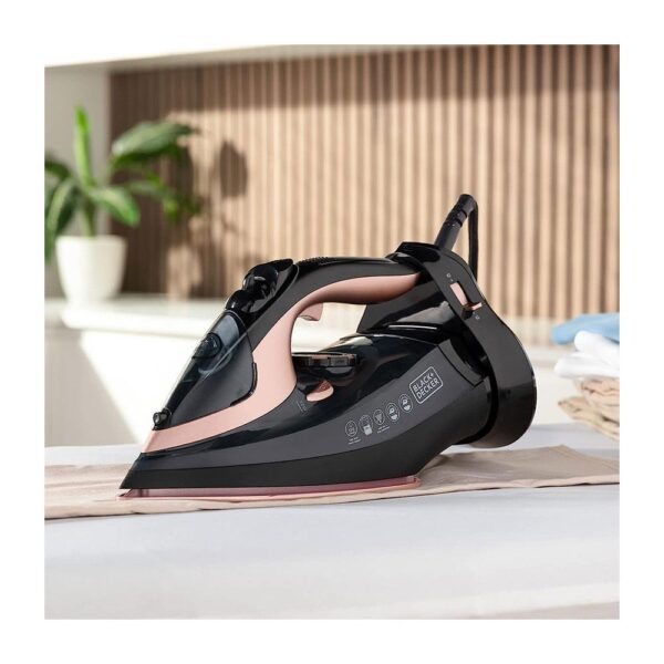 Black & Decker Linen Care Steam Iron Cord/Cordless 2600W 330ml Water Tank - Black And Rose Gold - Image 9