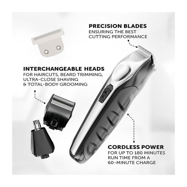 Wahl Trimmer Kit Total Groom 8 In 1 Hair Face And Body Grooming With 4 Interchangeable Heads - Black - Image 2