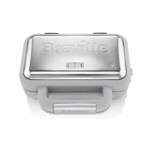 Breville DuraCeramic Waffle Maker Non-Stick With Deep Fill Removable Plates Stainless Steel 850W – Silver