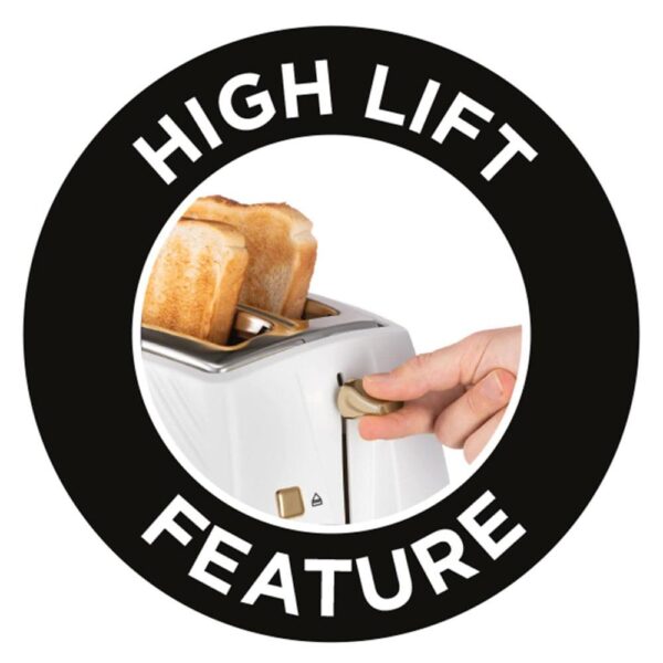 Russell Hobbs Groove 2 Slice Toaster With Frozen Cancel And Reheat Settings 850W - White - Image 7