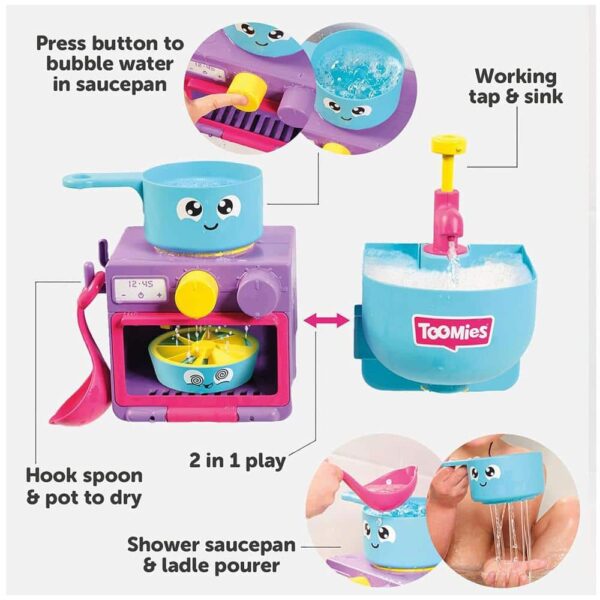 Tomy Toomies Bubble And Bake Bathtime Kitchen Kids Toddlers Toys - Multicolour - Image 3