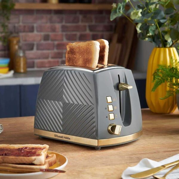 Russell Hobbs Groove 2 Slice Toaster With Frozen Cancel And Reheat Settings 850W - Grey - Image 4
