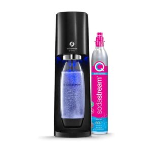 SodaStream E-Terra Sparkling Machine And Fizzy Water Bottle 1L With Co2 Gas Bottle – Black