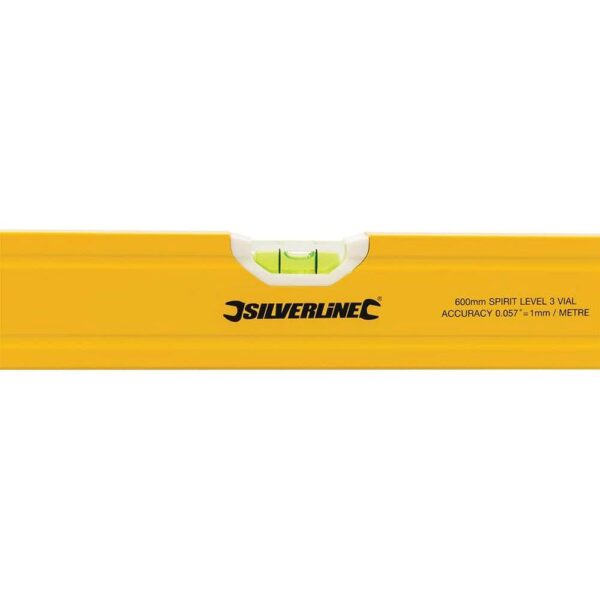 Silverline Spirit Level 600mm Aluminum - White/Yellow/Black - Image 3