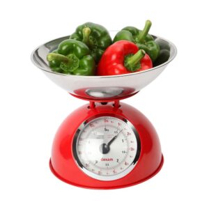 Dexam Mechanical Scales With Stainless Steel 2 Litre Bowl Measurements Up To 5kg – Red