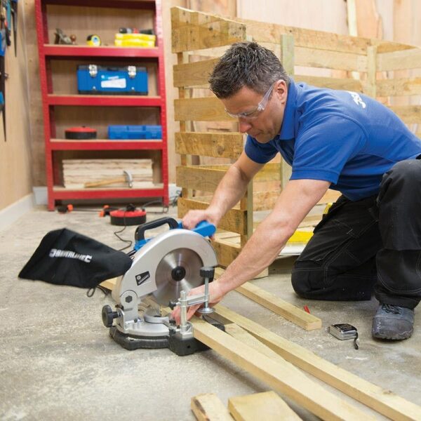 Silverline DIY Compound Mitre Saw 210mm 1400W - Blue - Image 4