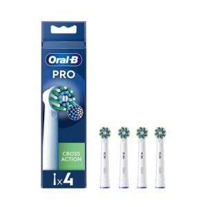 Oral B Pro Cross Action Electric Toothbrush Heads 4 Pack X-Shape And Angled Bristles – White
