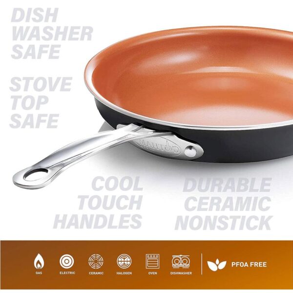 Gotham Steel Diamond 8.5/9.5 Inch Fry Pan Twin Pack - Copper - Image 2