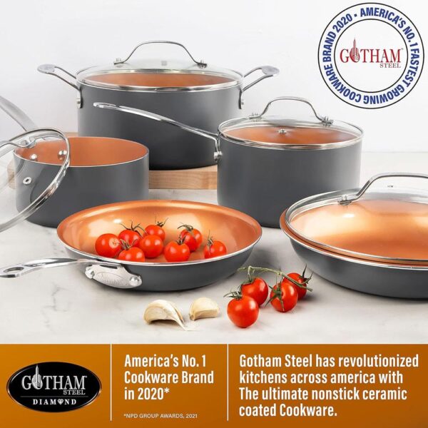 Gotham Steel Diamond 8.5/9.5 Inch Fry Pan Twin Pack - Copper - Image 5