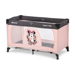 Hauck Dream N Play Disney Travel Cot Baby Bed Compact Folding 120 x 60cm – Minnie Sweetheart