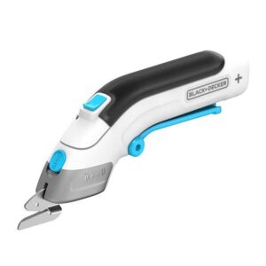 Black & Decker 3.6V Cordless Powered Scissors With 2 Cutting Blades 1.5Ah Battery USB Charging – White