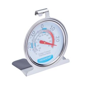KitchenCraft Dial Type Freezer Fridge Thermometer Stainless Steel – Silver