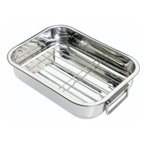 KitchenCraft Roasting Pan And Rack Small Stainless Steel 27.5cm x 20cm – Silver