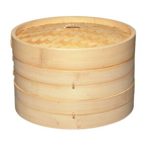 KitchenCraft World of Flavours Oriental Large Two Tier Bamboo Vegetable Steamer Basket – Beige