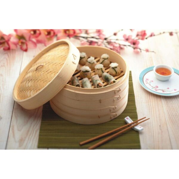 KitchenCraft World of Flavours Oriental Large Two Tier Bamboo Vegetable Steamer Basket - Beige - Image 3