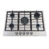SIA Stainless Steel 5 Burner Gas Hob 70cm With Iron Pan Stands And Wok Burner - Silver/Black - Image 2