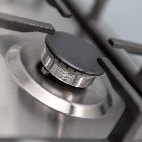 SIA Stainless Steel 5 Burner Gas Hob 70cm With Iron Pan Stands And Wok Burner - Silver/Black - Image 7