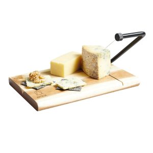 KitchenCraft Artesa Acacia Wood Wire Cheese Slicer Board 27 x 19 cm – Brown/Black