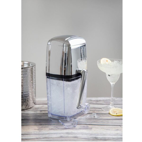KitchenCraft BarCraft Ice Crusher Machine With Scoop For Cocktails Rotary Action Acrylic - Silver - Image 7