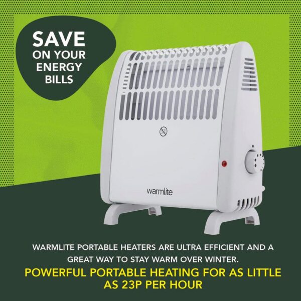 Warmlite Frostwatcher Compact Convection Heater 450W Wall Mountable - White - Image 4
