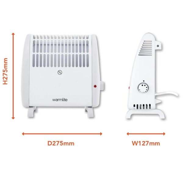 Warmlite Frostwatcher Compact Convection Heater 450W Wall Mountable - White - Image 10