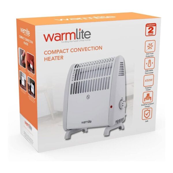 Warmlite Frostwatcher Compact Convection Heater 450W Wall Mountable - White - Image 11