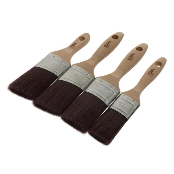 Coral Aspire Oval Paint Brush Set Straight Oval 1.5 Inch 2 Inch 2 Inch Angled 2 Inch Angled Stubby - 4 Piece - Image 2