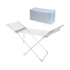 Igenix Winged Electric Heated Clothes Airer Foldable Aluminum Indoor Clothes Drier Rack – Silver