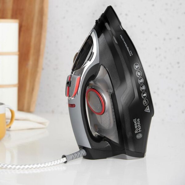 Russell Hobbs Power Steam Ultra Vertical Steam Iron 3100W - Black And Grey - Image 4