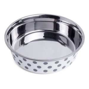 Petface Spots Deli Dog Bowl 17cm – Grey And White