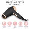 Carmen Noir 2200W Hair Dryer Styling Set With Concentrator Nozzle - Black And Rose Gold - Image 2