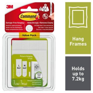 3M Command Picture Hanging Strips Value Pack 4 Pairs Medium 8 Pairs Large – White