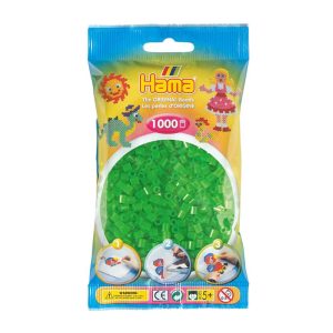 Hama 1000 Midi Beads In Bag Cylindrical Plastic – Neon Green