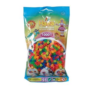 Hama 1000 Midi Beads In Bag Cylindrical Plastic – Neon Mix