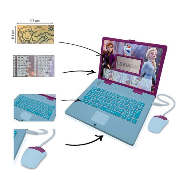 Lexibook Disney Frozen II Bilingual Educational Laptop With 124 Activites - Multicolour - Image 3