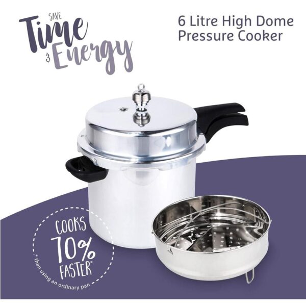 Prestige Iconic High Dome Aluminum Pressure Cooker 6 Litre - Silver - Image 2