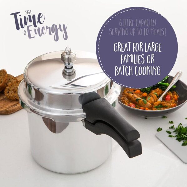 Prestige Iconic High Dome Aluminum Pressure Cooker 6 Litre - Silver - Image 4