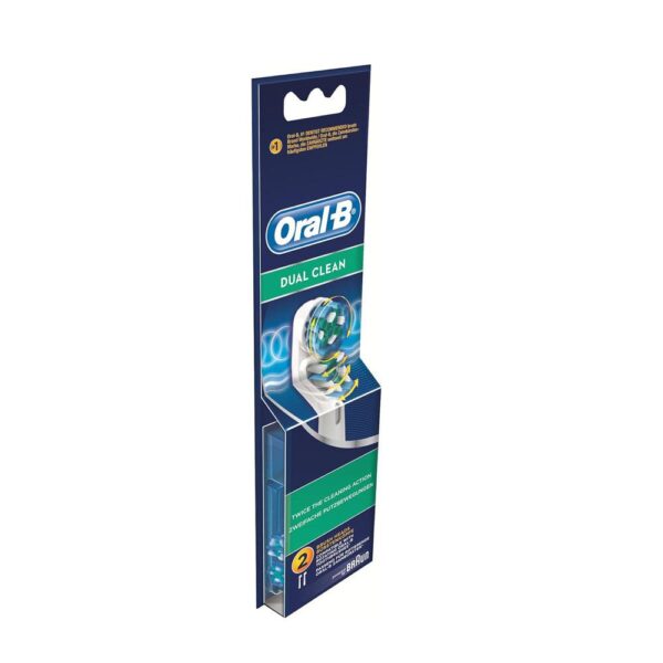 Oral-B Dual Clean Replacement Toothbrush Heads 2 Pack - White/Blue - Image 2