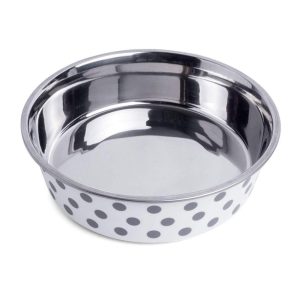 Petface Spots Deli Dog Bowl 14cm – Grey And White