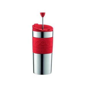 Bodum Travel French Press Coffee Maker Set Vacuum Stainless Steel With Extra Lid 0.35 Litre – Red